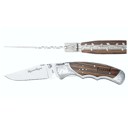 Couteau de chasse laguiole personnalisé avec gravure sur lame